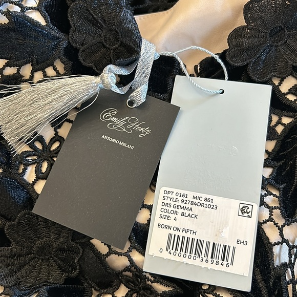 NWT Antonio Melani xBorn on Fifth Gemma Lace Taffeta Mock Neck Long Sleeve Dress - Picture 15 of 16